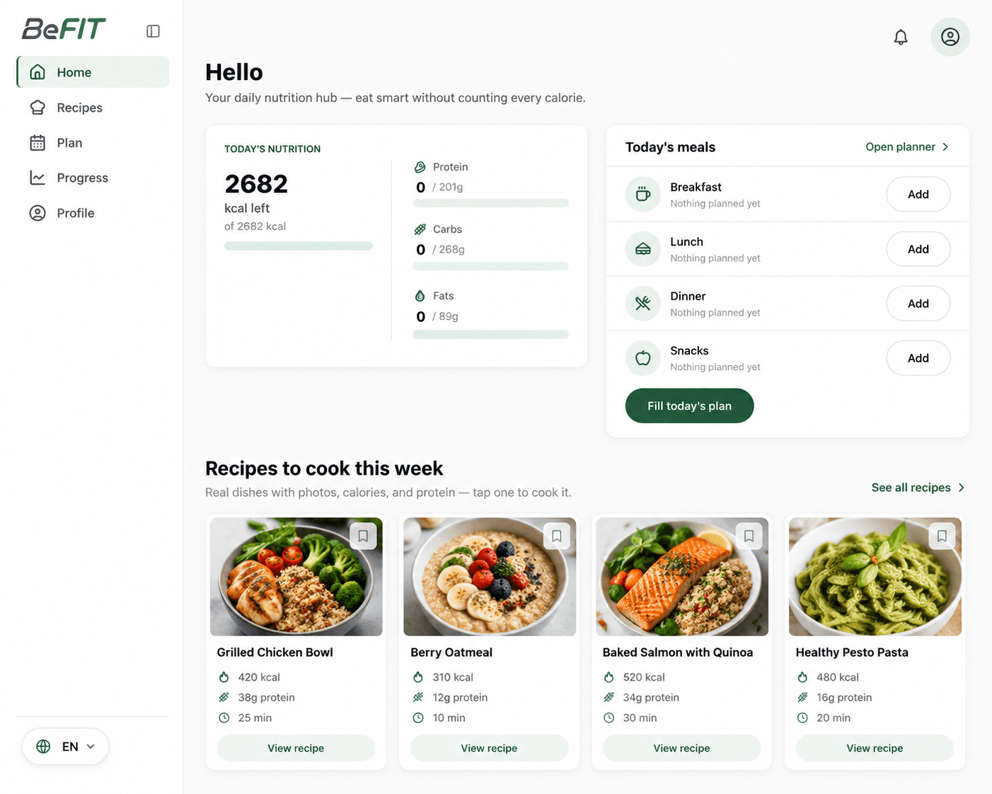 BeFIT product interface